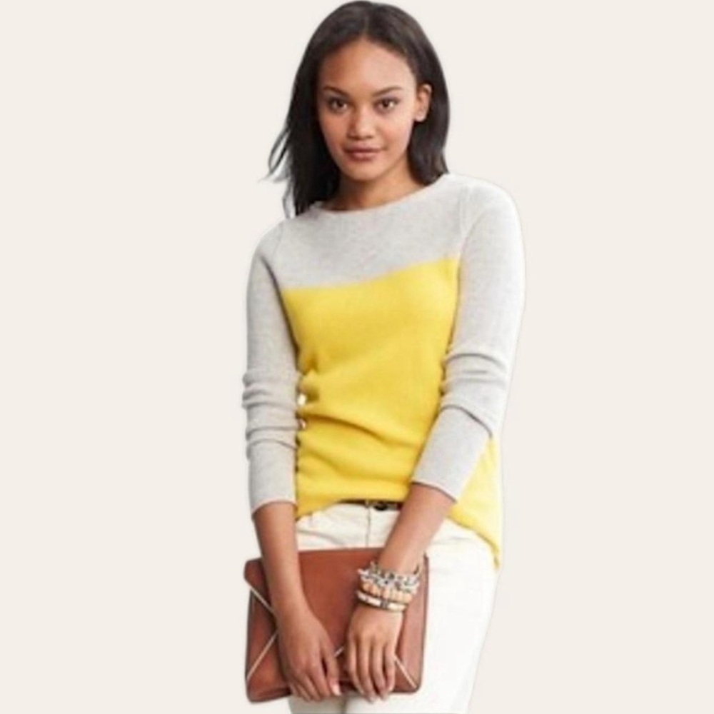 Banana Republic Two-Tone Block Cashmere Pullover